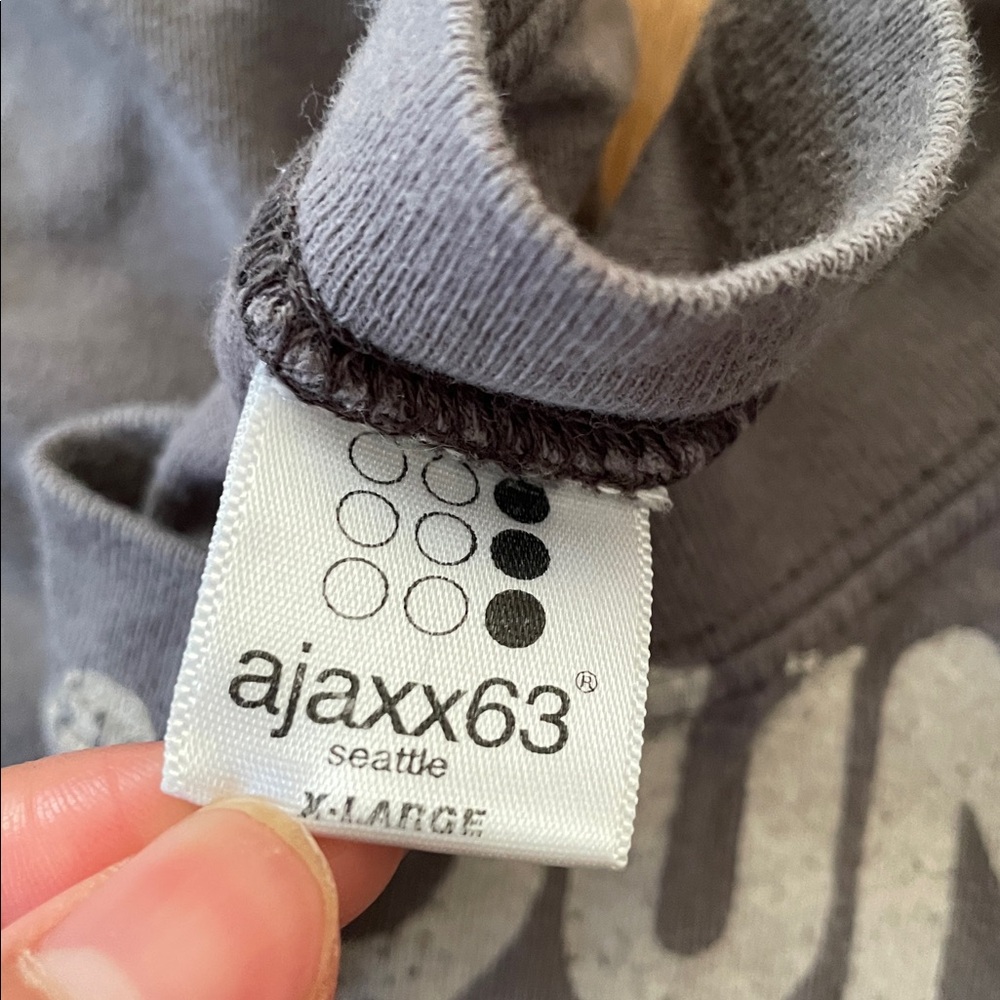 AJAXX 63 Graphic Workwear T Shirt Mens XL Gray Faded Streetwear Utility Tee - Picture 3 of 5